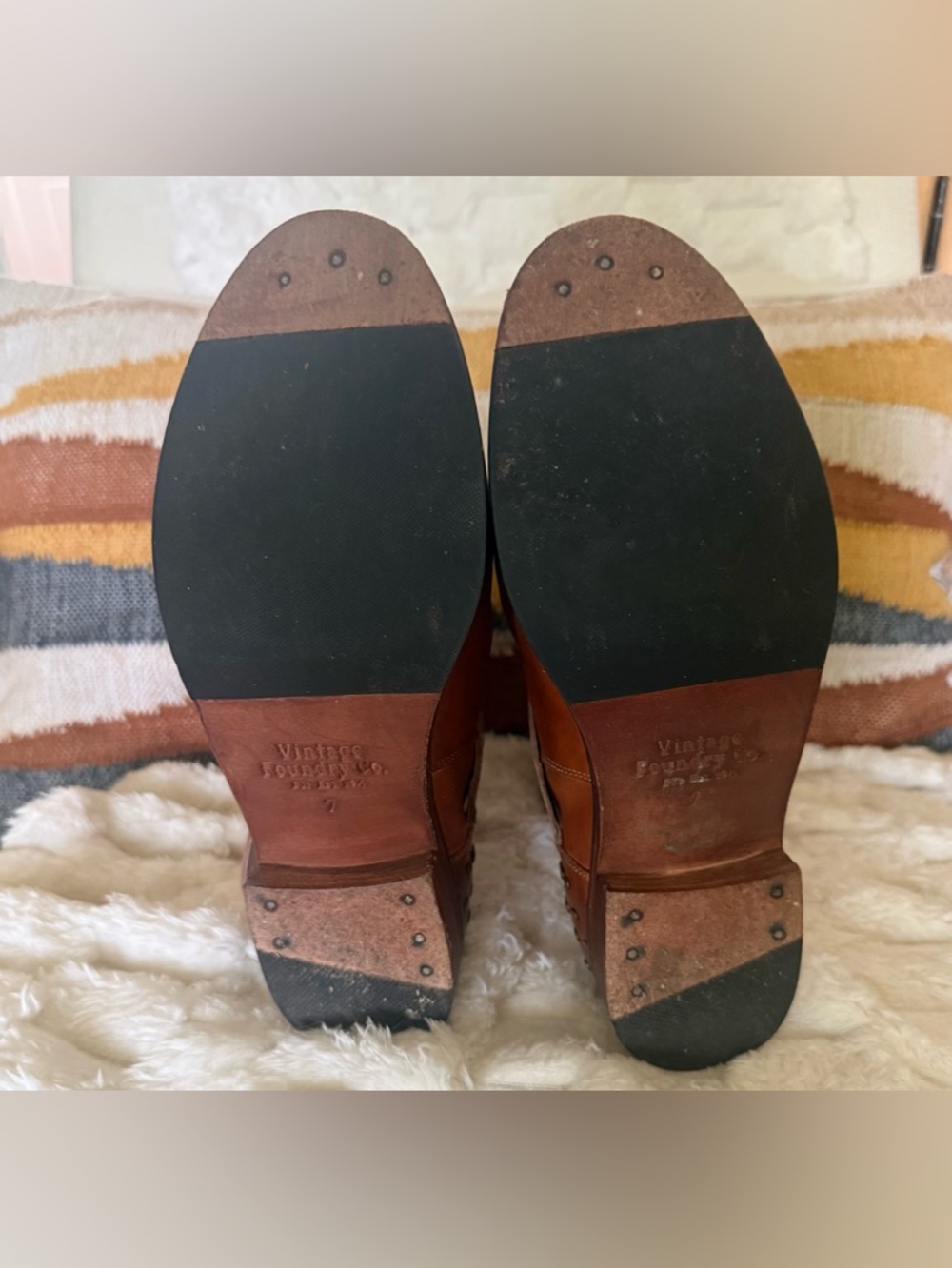 Vintage Foundry Co Sherry Ankle Boots Brown Leather Buckle Women’s 7 Moto Boho - Picture 9 of 10
